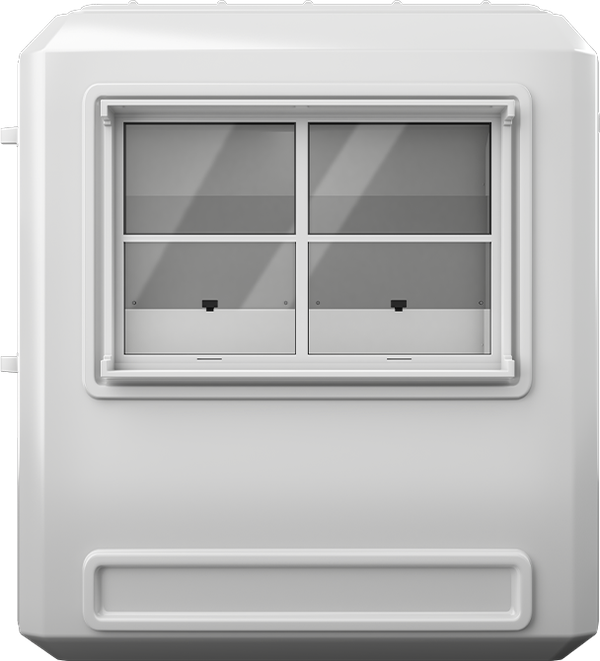 GRP Cabin 7ft × 5ft (1.50m × 2.15m), front view
