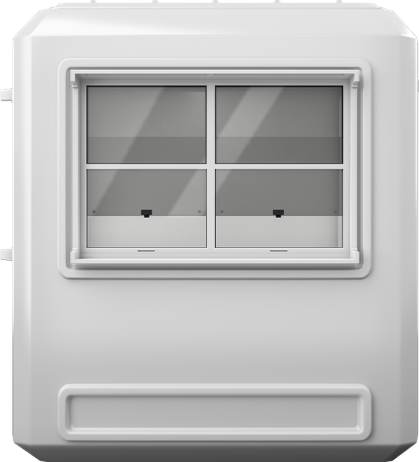 GRP Cabin 7ft × 5ft (1.50m × 2.15m), front view
