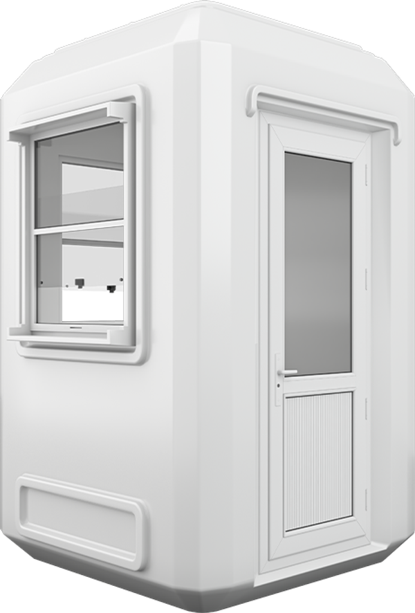 GRP Cabin 5ft × 5ft (1.50m × 1.50m), three-quarter view from the left
