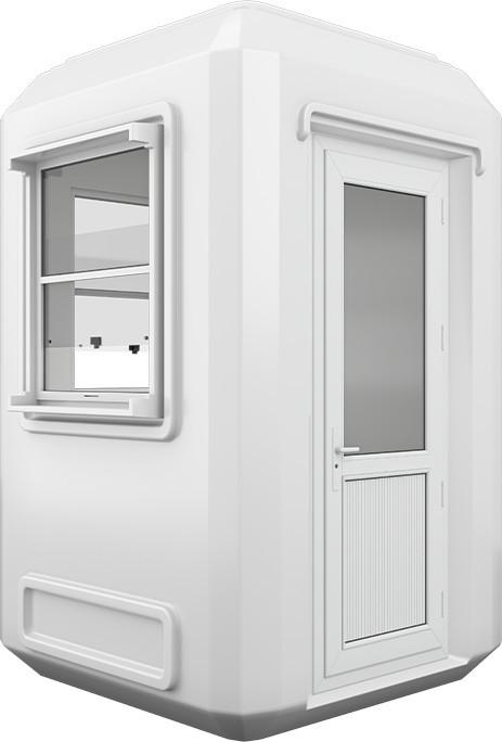 GRP Cabin 5ft × 5ft (1.50m × 1.50m), three-quarter view from the left