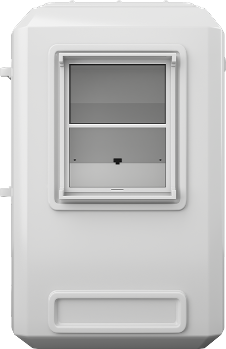 GRP Cabin 5ft × 5ft (1.50m × 1.50m), front view