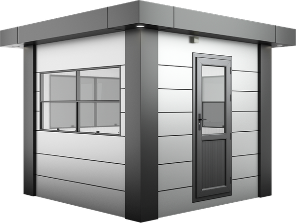 KompoCity Composite Cabin 9ft × 9ft (2.65m × 2.65m), three-quarter view from the left