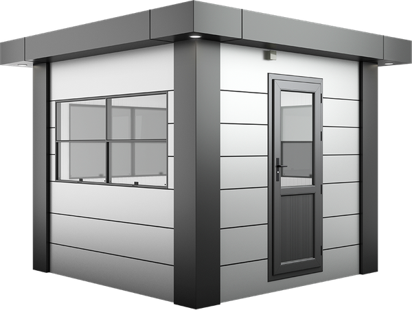 KompoCity Composite Cabin 9ft × 9ft (2.65m × 2.65m), three-quarter view from the left