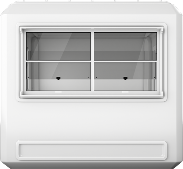 GRP Cabin 9ft × 9ft (2.70m × 2.70m), front view