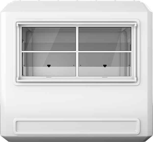 GRP Cabin 9ft × 9ft (2.70m × 2.70m), front view