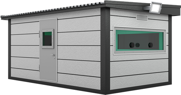 Bulletproof Security Cabin 16ft × 10ft (3.00m × 5.00m), three-quarter view from the left