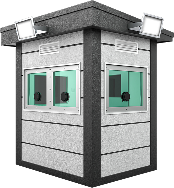 Bulletproof Security Cabin 7ft × 5ft (1.50m × 2.00m), three-quarter view from the left