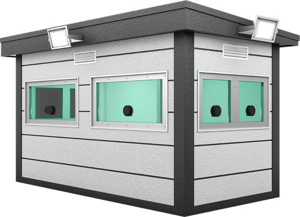Bulletproof Security Cabin 13ft × 7ft (2.00m × 4.00m), three-quarter view from the left