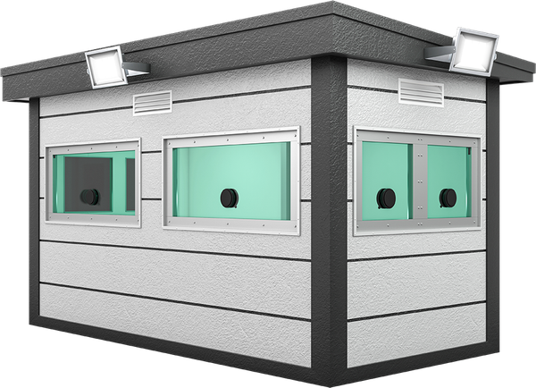 Bulletproof Security Cabin 13ft × 7ft (2.00m × 4.00m), three-quarter view from the left