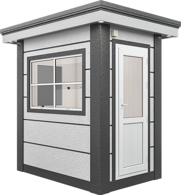 MetroCity Modular Cabin 7ft × 5ft (1.40m × 2.15m), three-quarter view from the left