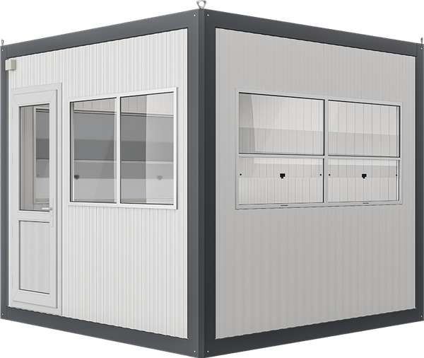 Insulated Panel Cabin 9ft × 9ft (2.60m × 2.60m), three-quarter view from the left