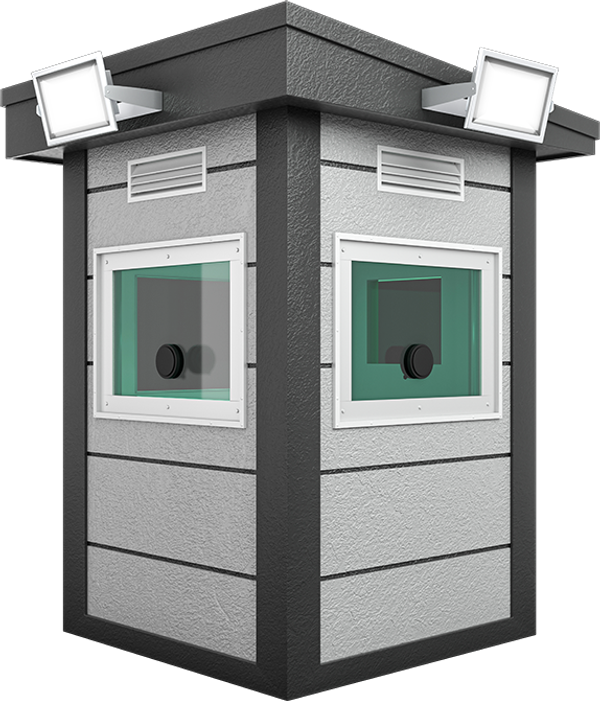 Bulletproof Security Cabin 5ft × 5ft (1.50m × 1.50m), three-quarter view from the left