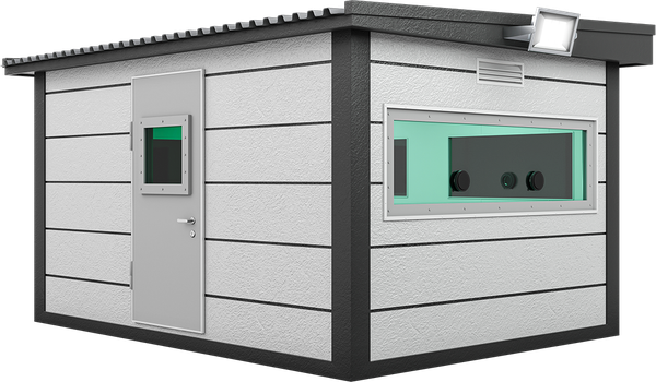 Bulletproof Security Cabin 13ft × 10ft (3.00m × 4.00m), three-quarter view from the left