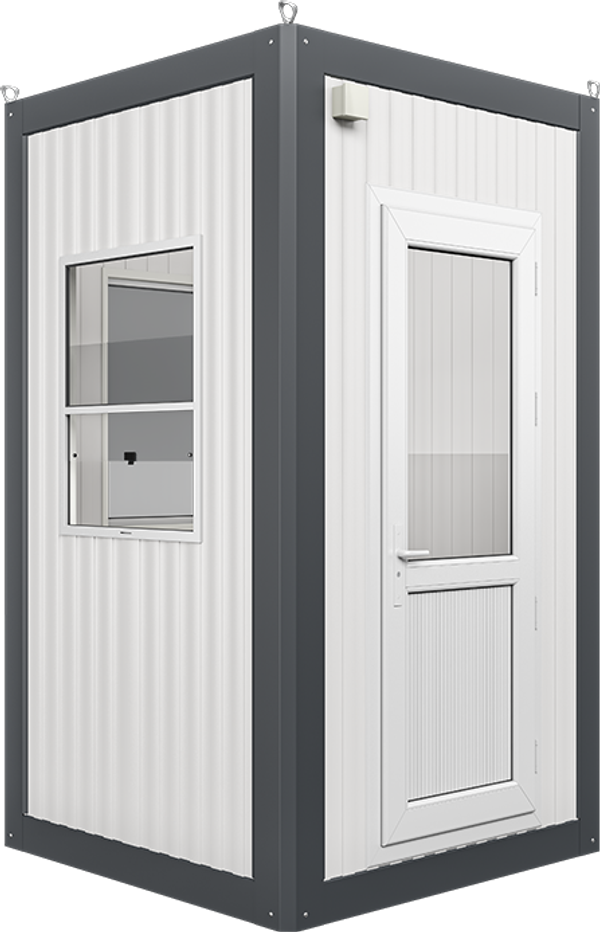 Insulated Panel Cabin 4ft × 4ft (1.35m × 1.35m), three-quarter view from the left