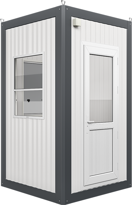 Insulated Panel Cabin 4ft × 4ft (1.35m × 1.35m), three-quarter view from the left