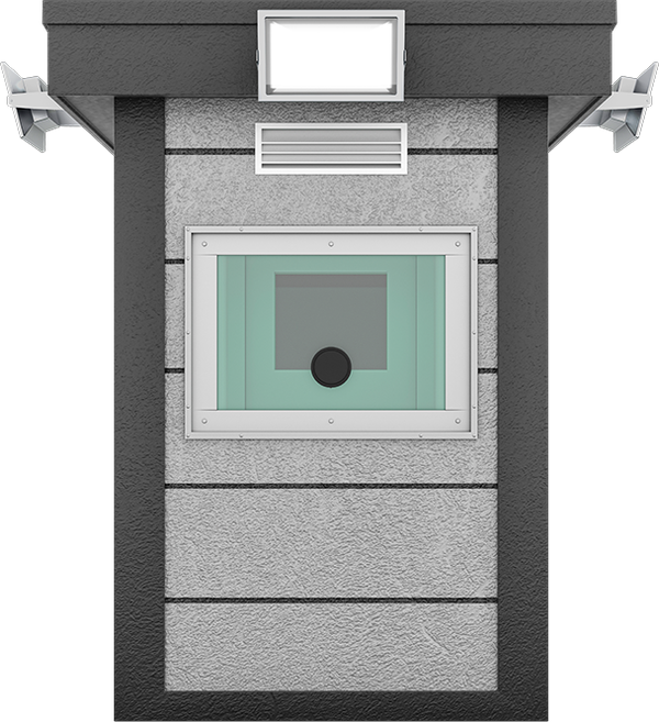 Bulletproof Security Cabin 5ft × 5ft (1.50m × 1.50m), front view