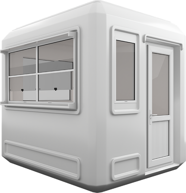 GRP Cabin 9ft × 7ft (2.15m × 2.70m), three-quarter view from the left
