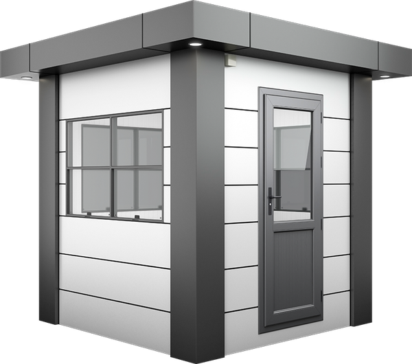 KompoCity Composite Cabin 7ft × 7ft (2.15m × 2.15m), three-quarter view from the left