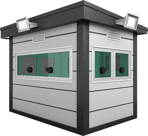 Bulletproof Security Cabin 10ft × 7ft (2.00m × 3.00m), three-quarter view from the left