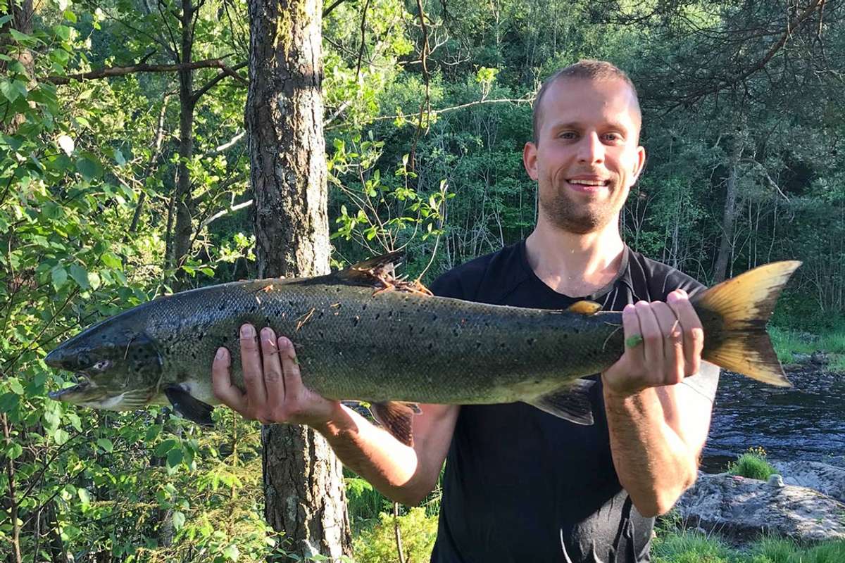 Nikola fekk ikkje laks, men han fekk halda Alen sin. (Privat foto)