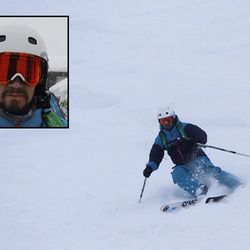 Fred Syversen på eigne WhiteDot-ski. (Foto: KVB)