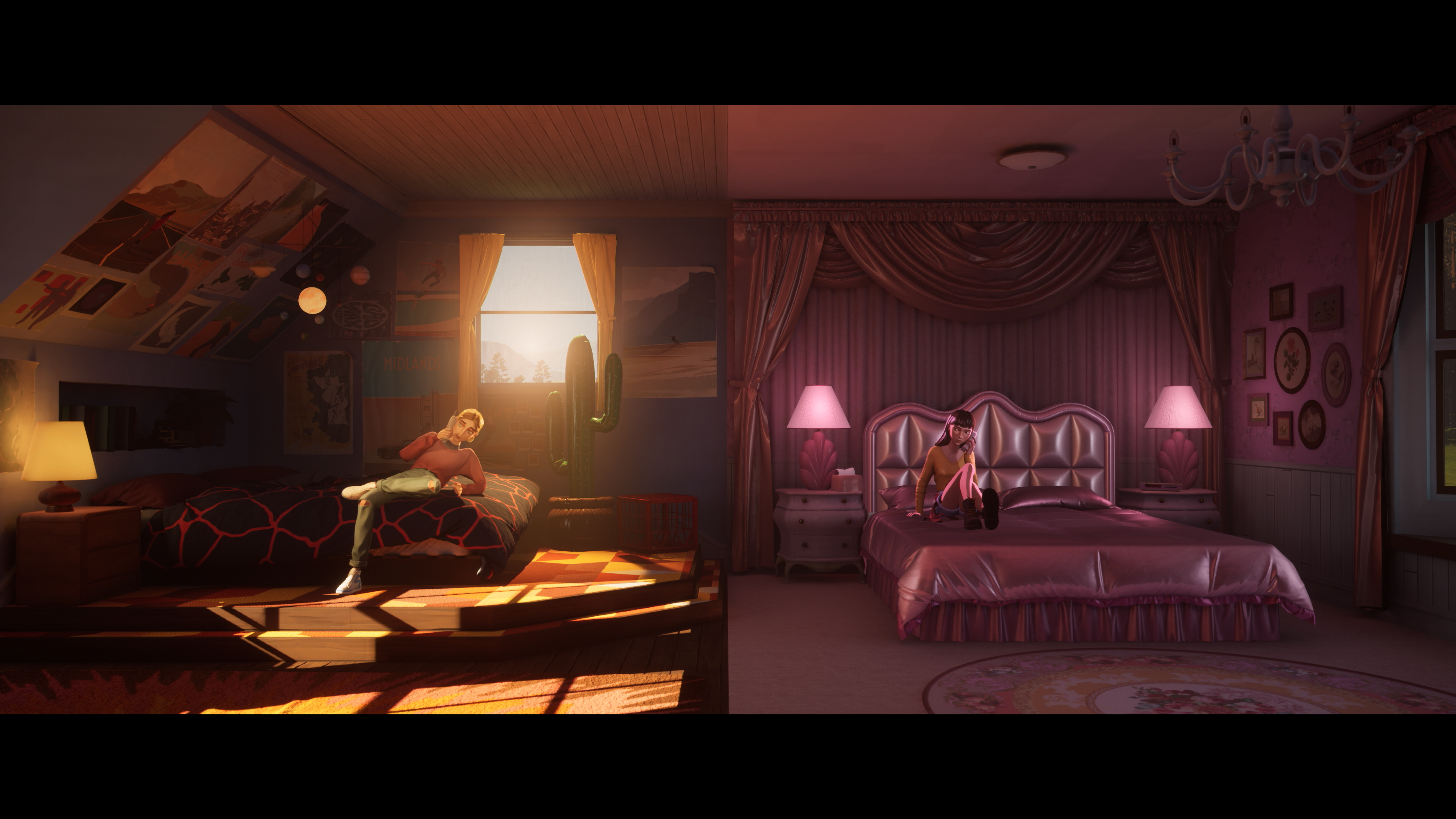 Two contrasting Mixtape bedrooms for spotting personal character details before an important scene