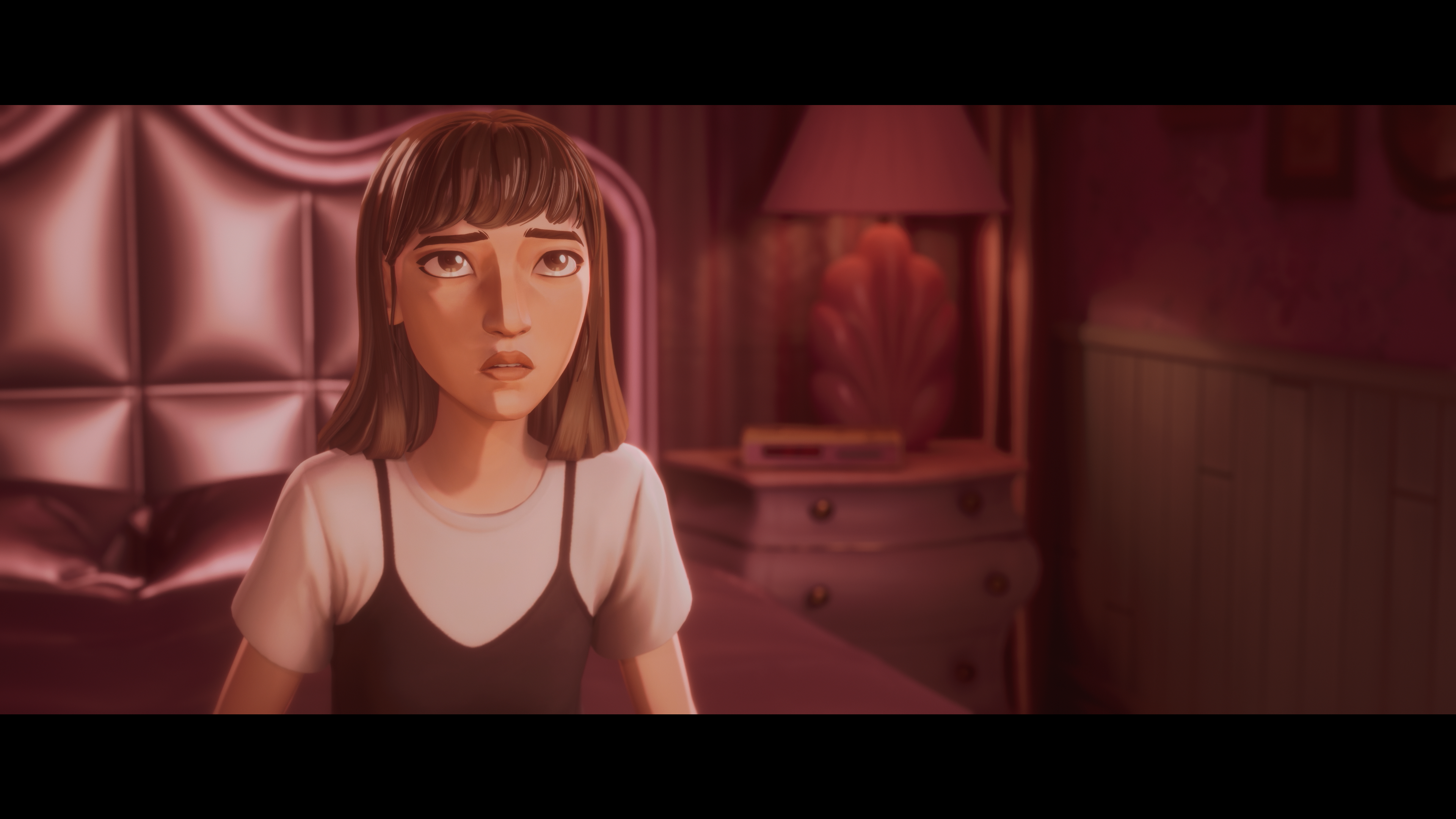 Close-up of a Mixtape character during an intimate scene for following reactions and dialogue meaning