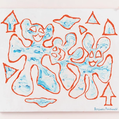 Benjamin Reichwald "Orange outline bear vision" Painting