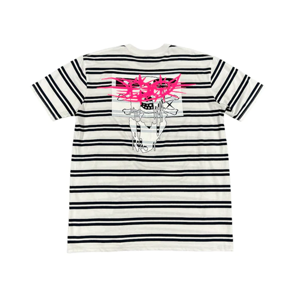 D-9 Striped Tee (White/Navy) — image 2 of 5