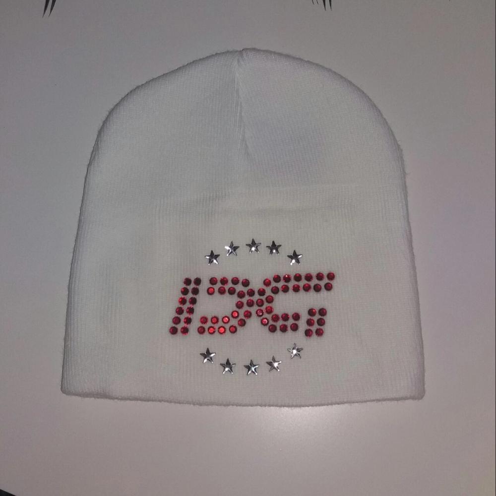 DG Rhinestone Beanie (White) - View 1