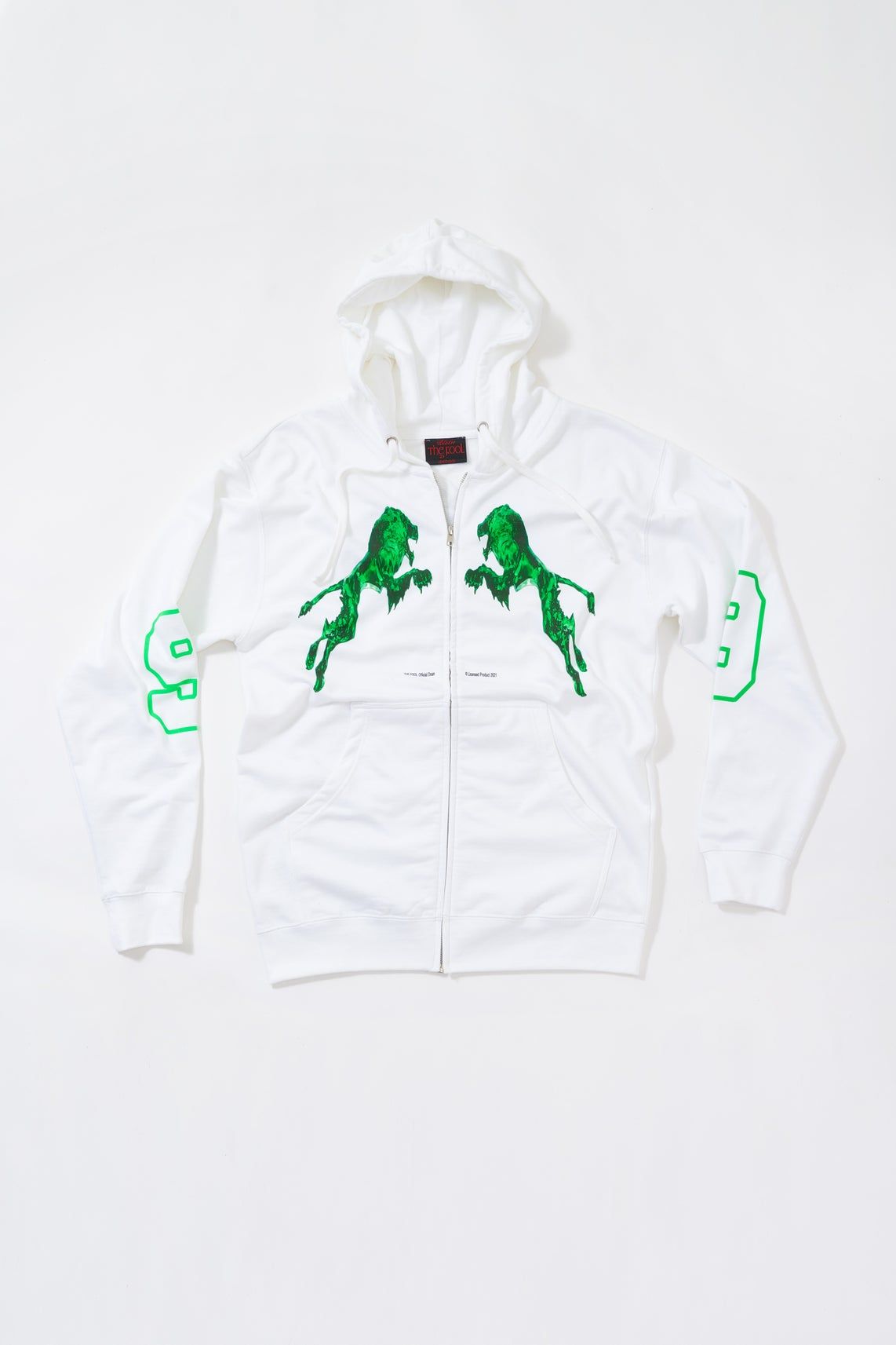 Green Lion Zip Up Hoodie (White)