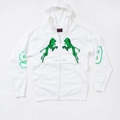 Green Lion Zip Up Hoodie (White)