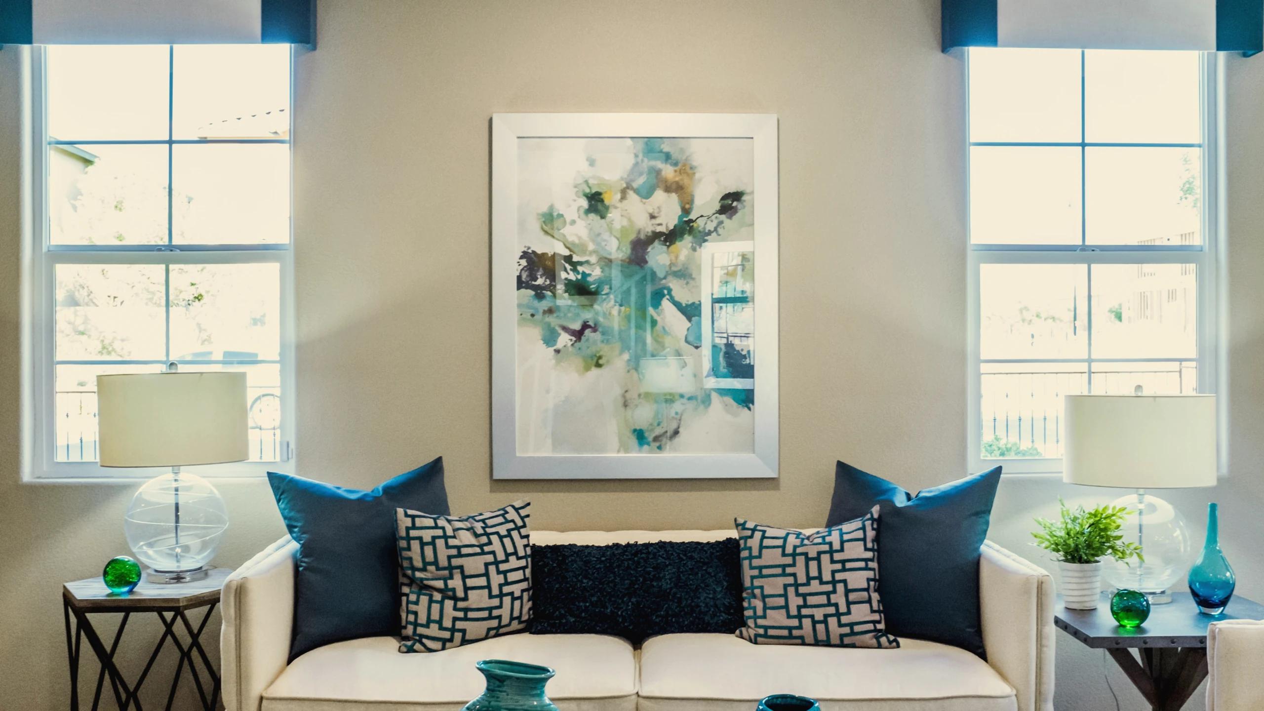 Cozy modern living room interior with neutral colors and minimalist design