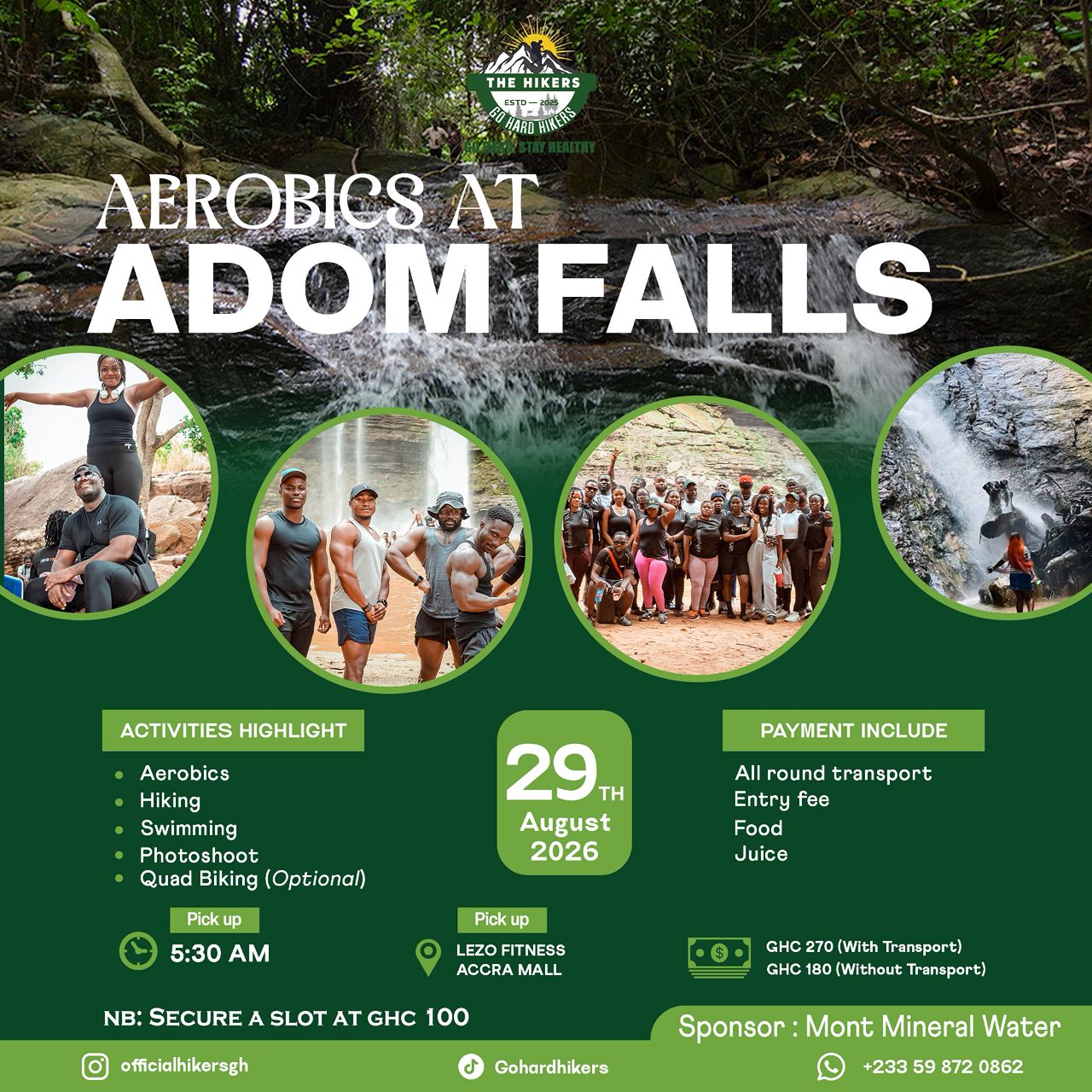 AEROBICS AT ADOM FALLS