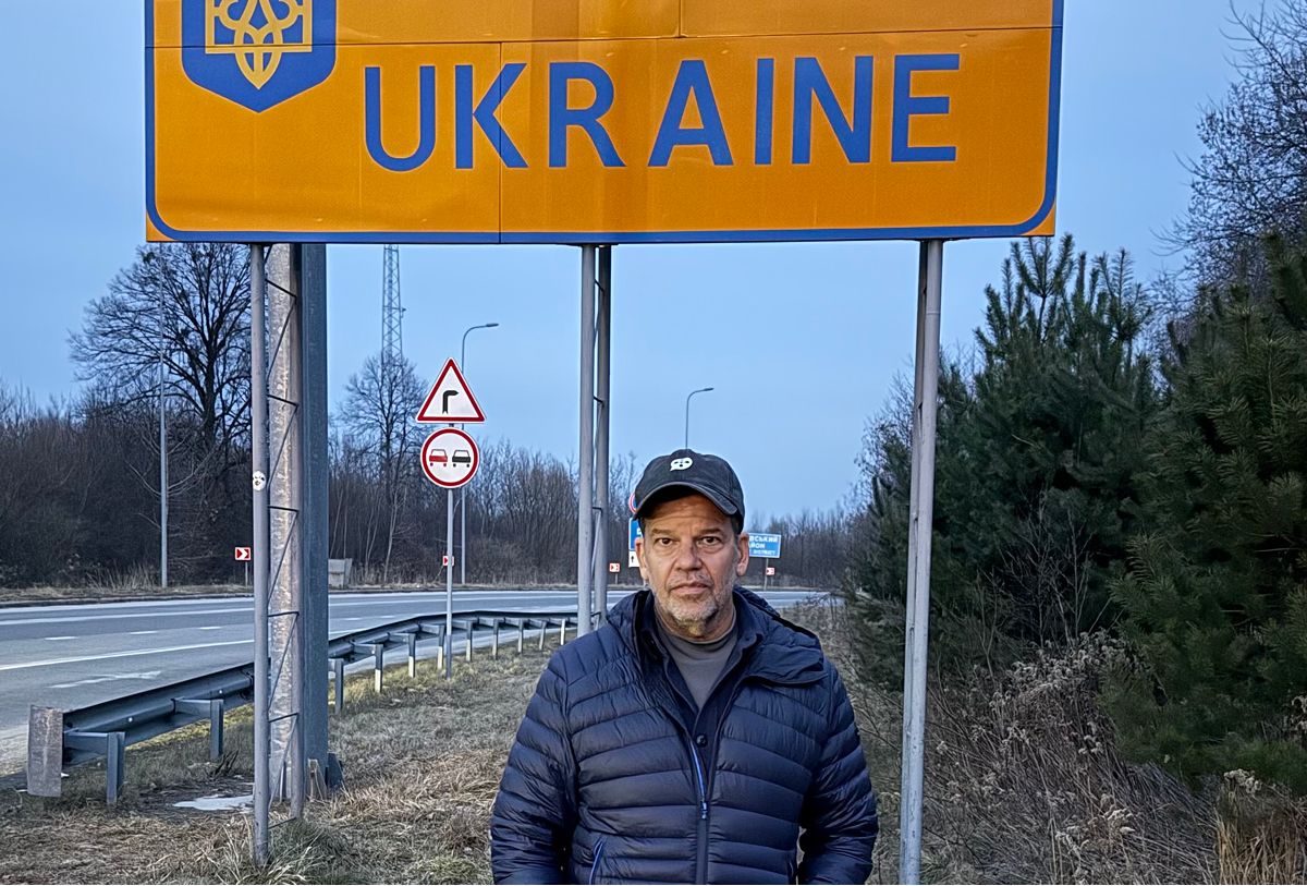 Mark Figart at Polish border crossing in Ukraine