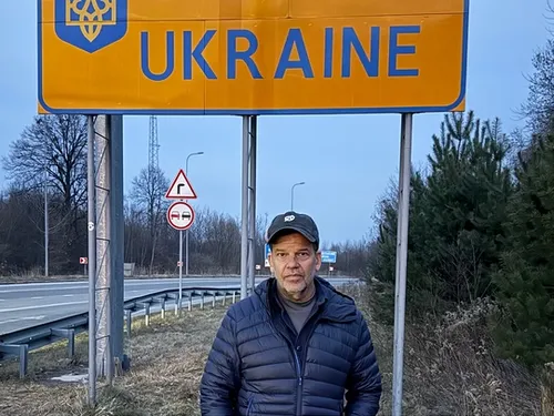 Mark Figart at Polish border crossing in Ukraine