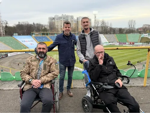 Mark Figart with wounded warrior friends in Lviv