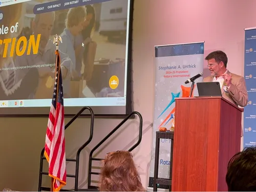 Mark Figart at a Rotary meeting