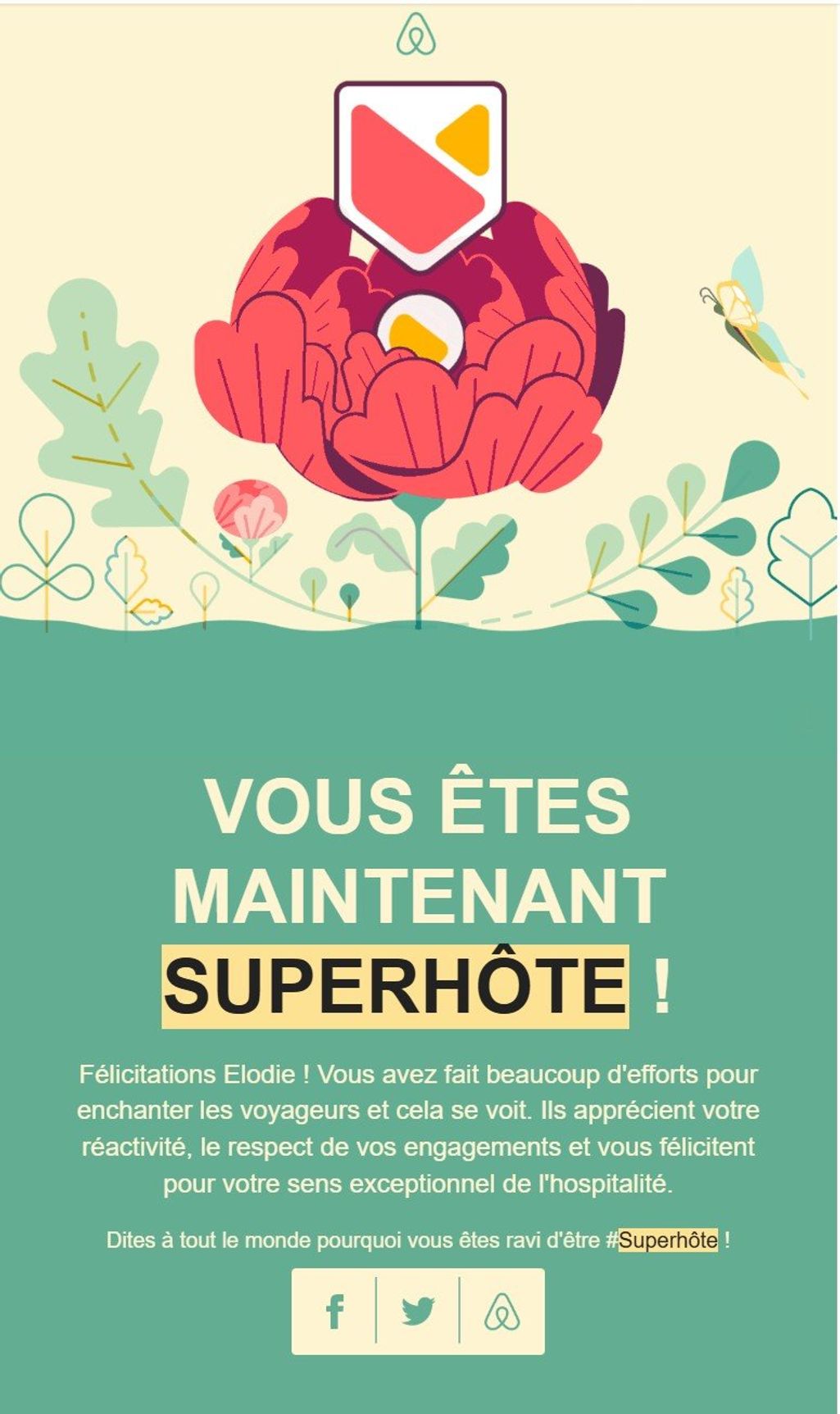 Badge SuperHôte Airbnb et logement géré à Quiberon