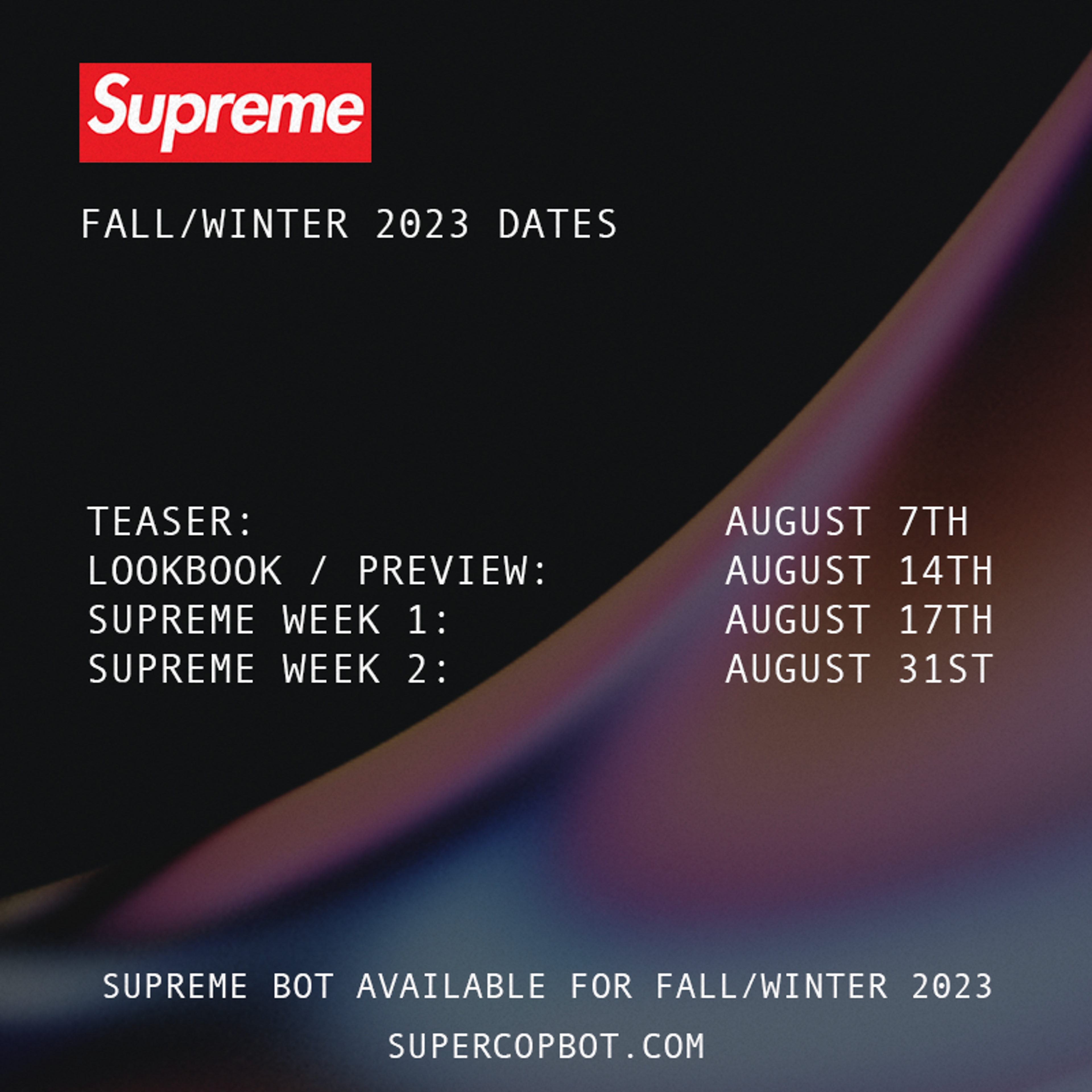 Supreme Fall / Winter 2023 Dates