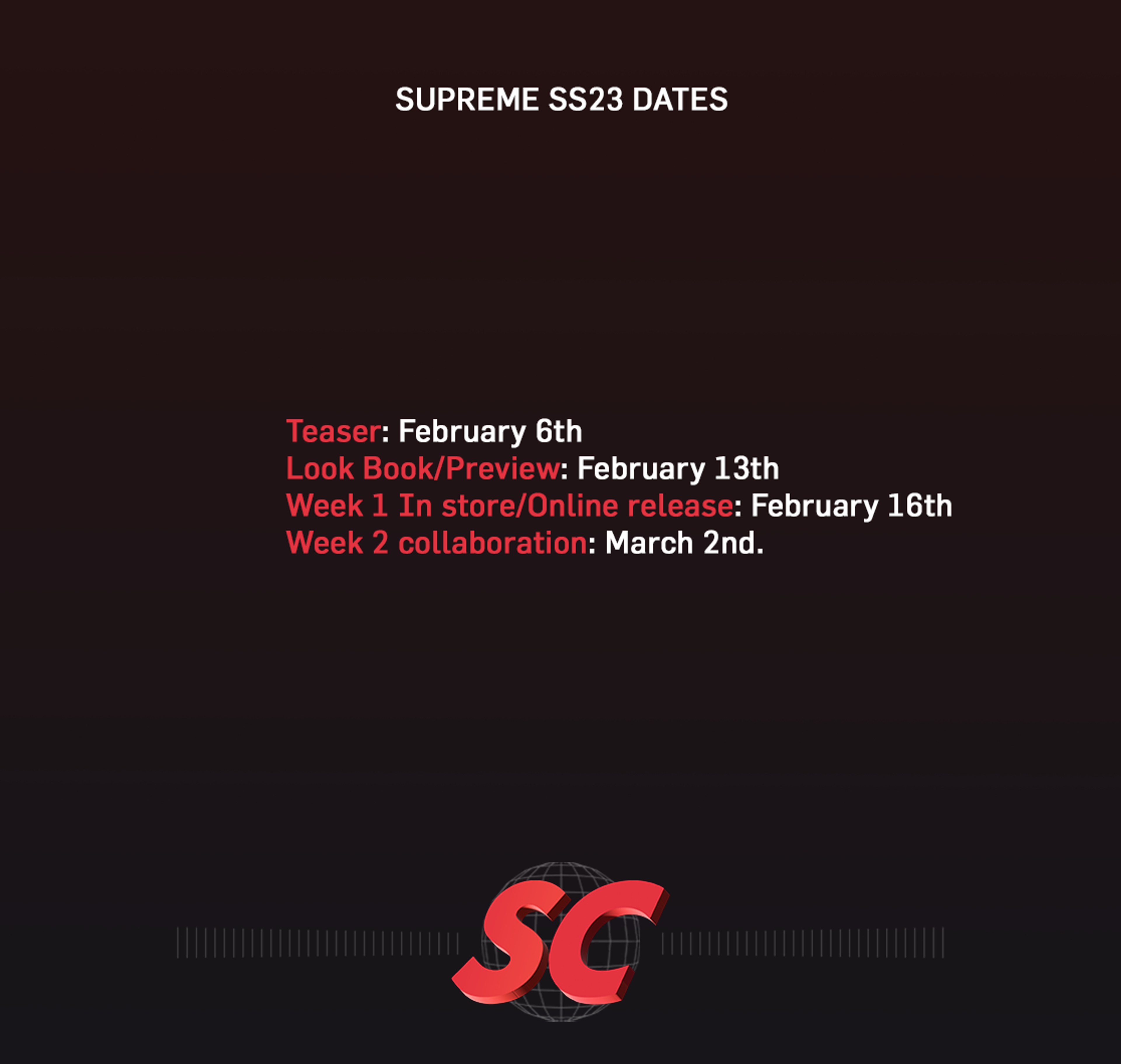 Supreme SS23 Season Start Dates