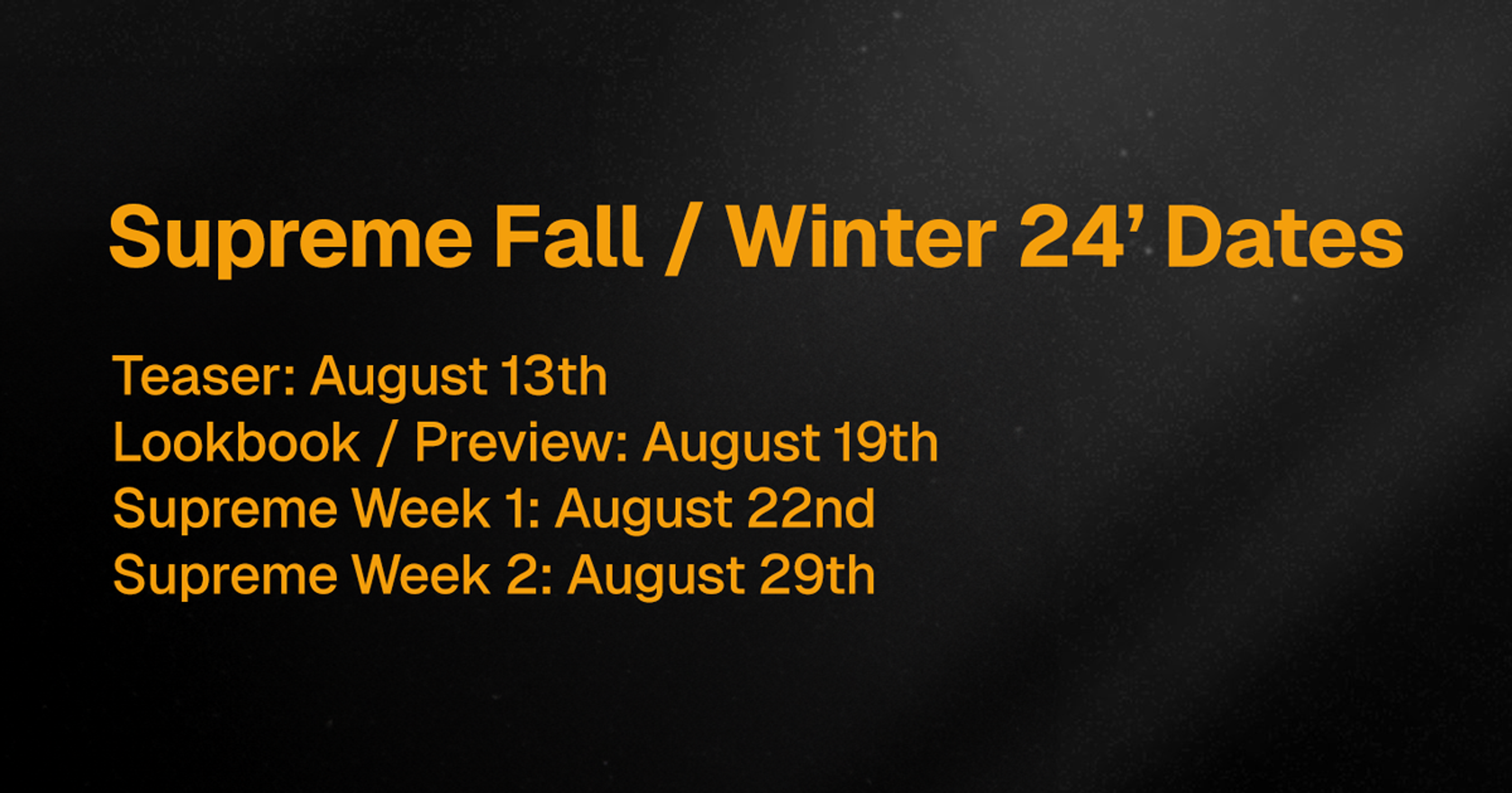 Supreme Fall / Winter 2024 (Supreme FW24) Dates 