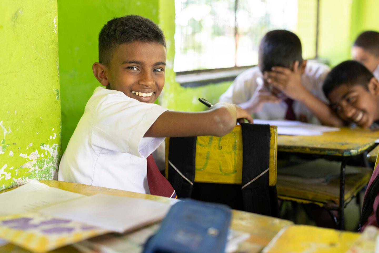 Child in school in Sri Lanka