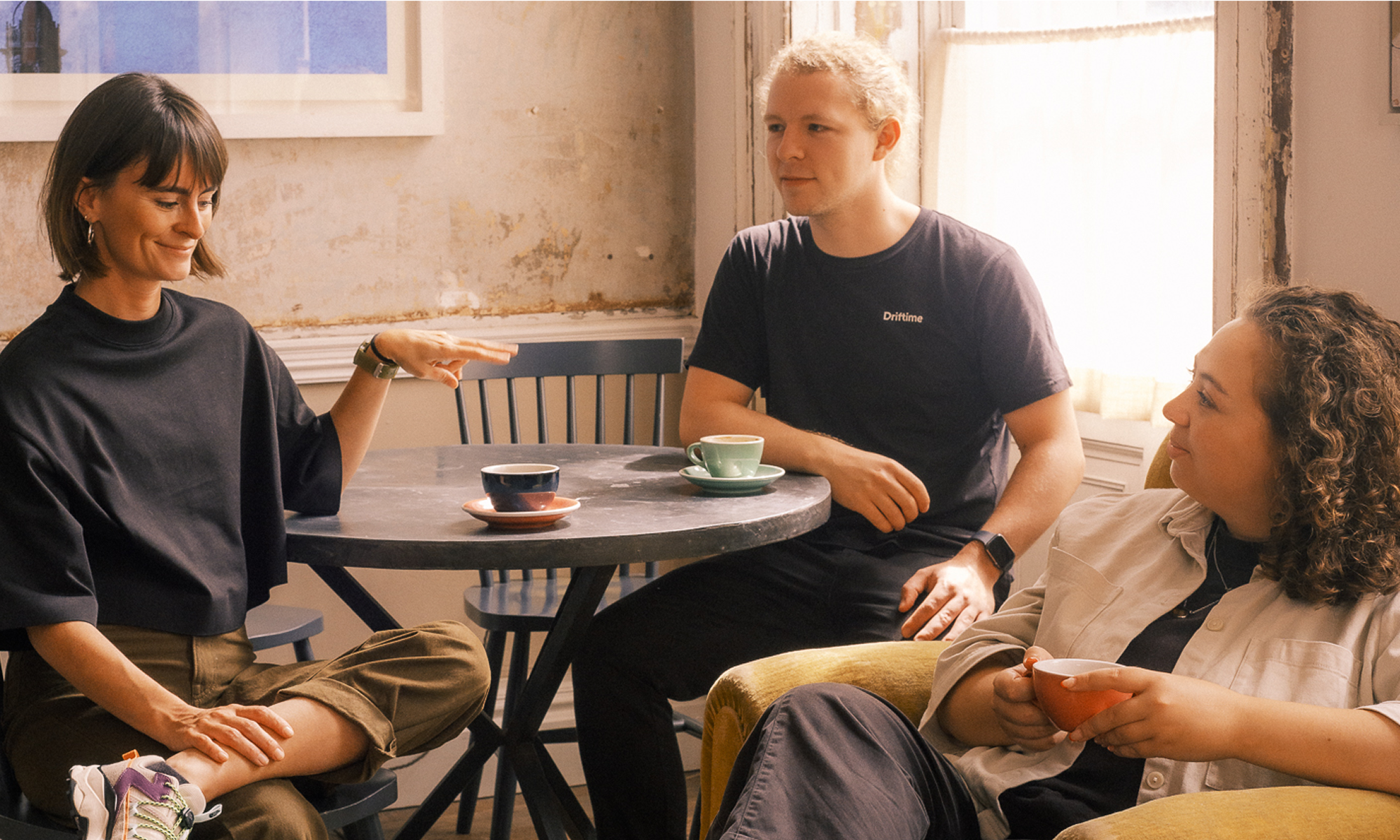 Olivia, Ed and Elsa in conversation