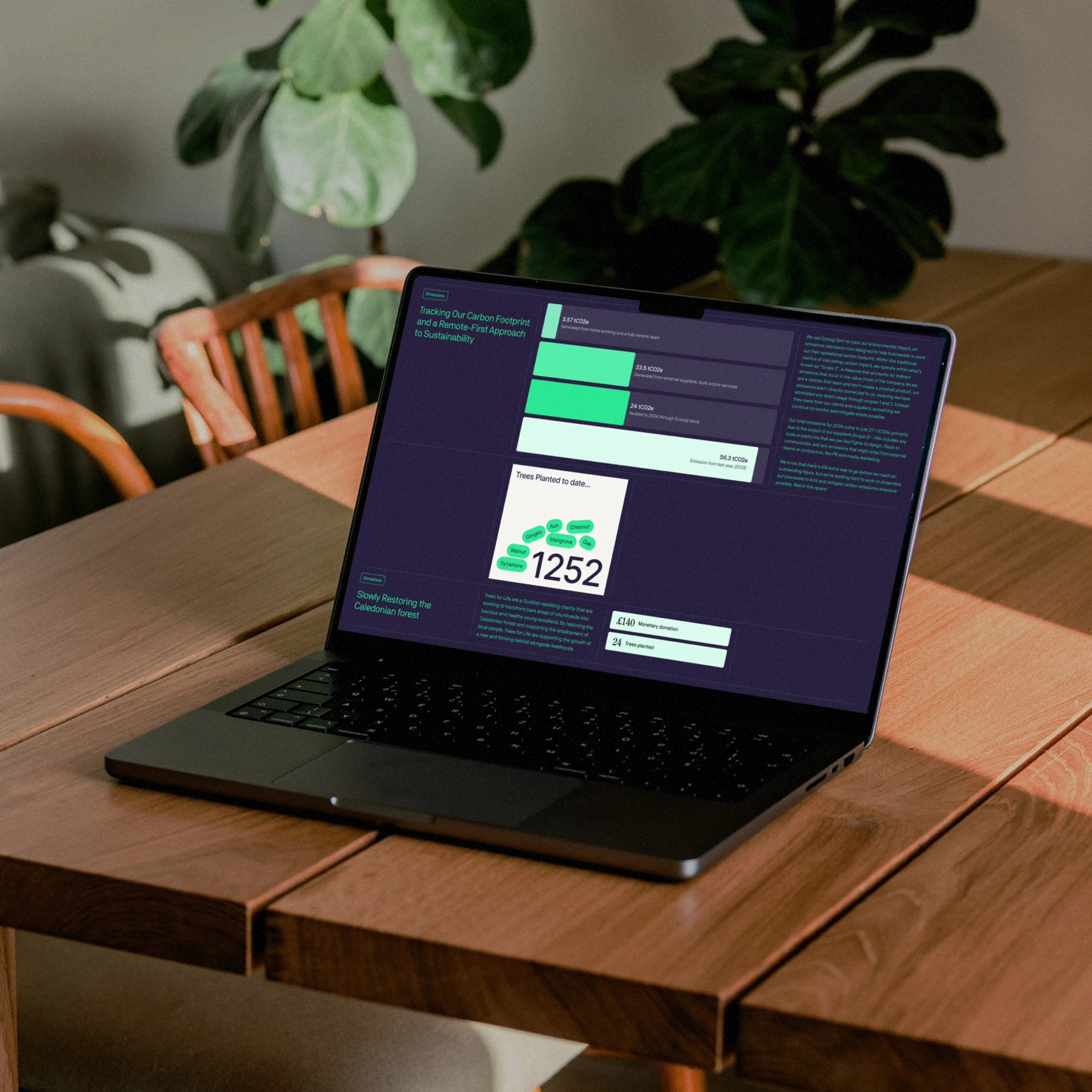 Driftime's 2024 impact report shown on a laptop screen