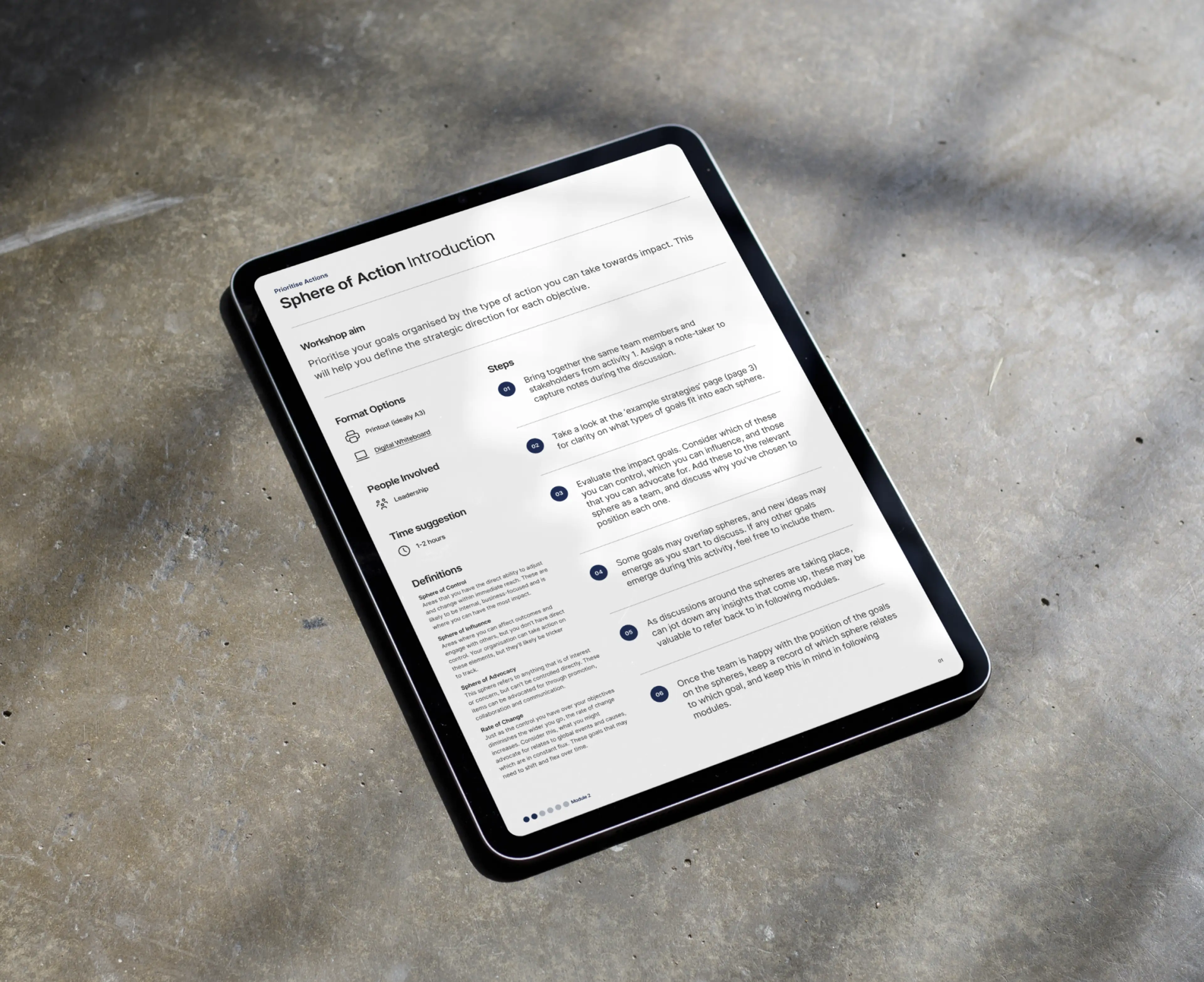 Workbook page from the Impact Pathfinder