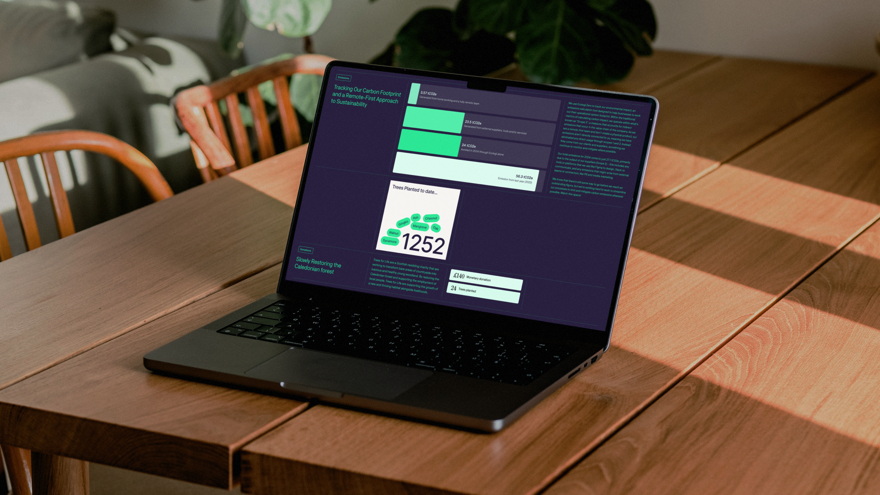 Driftime's 2024 impact report shown on a laptop screen