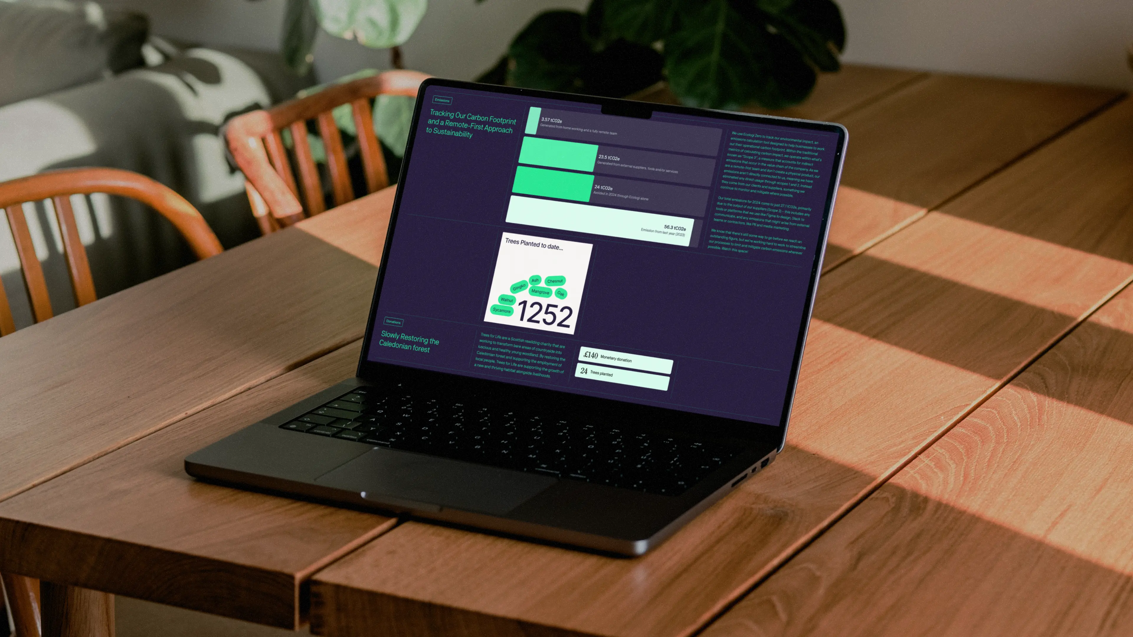 Driftime's 2024 impact report shown on a laptop screen