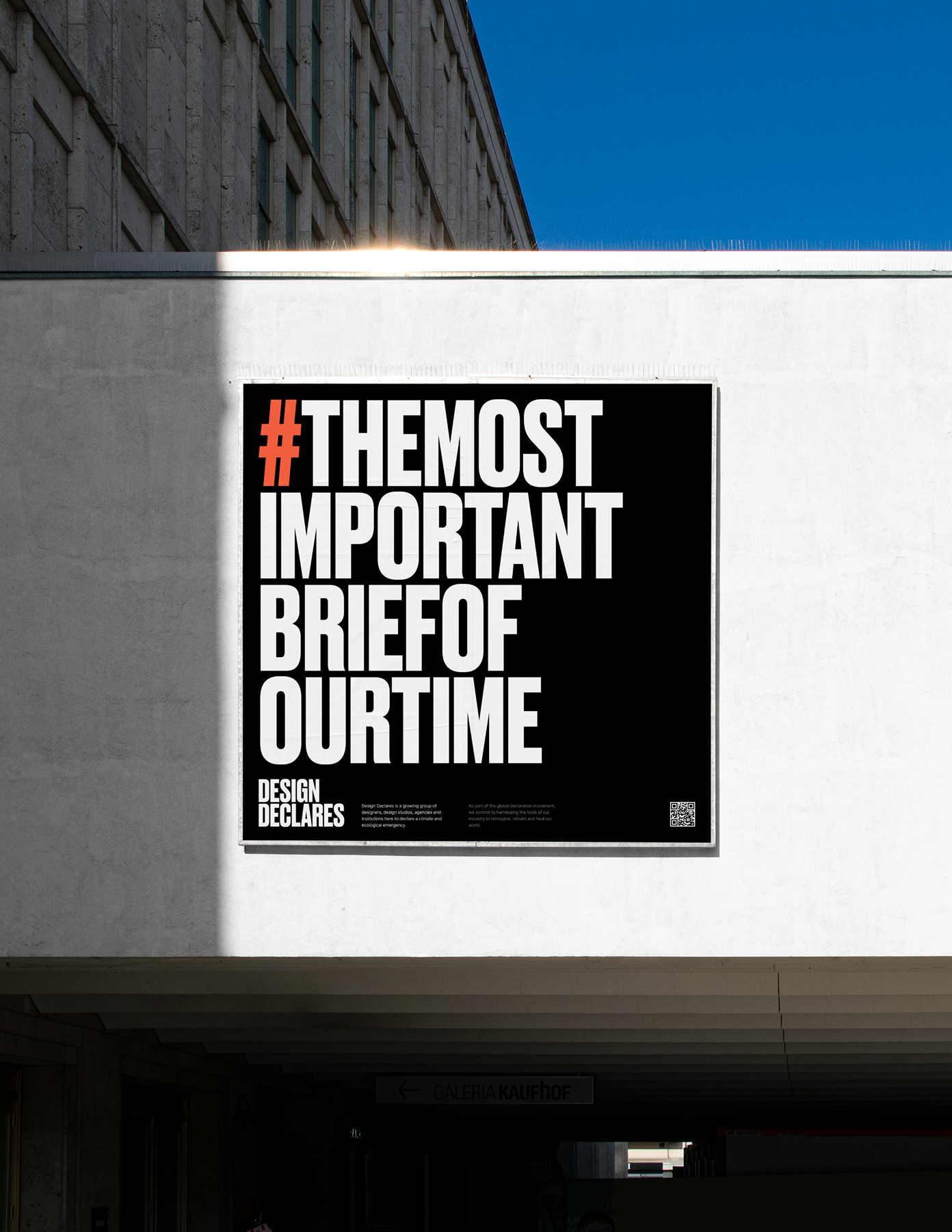 Design Declares billboard outside on a white wall