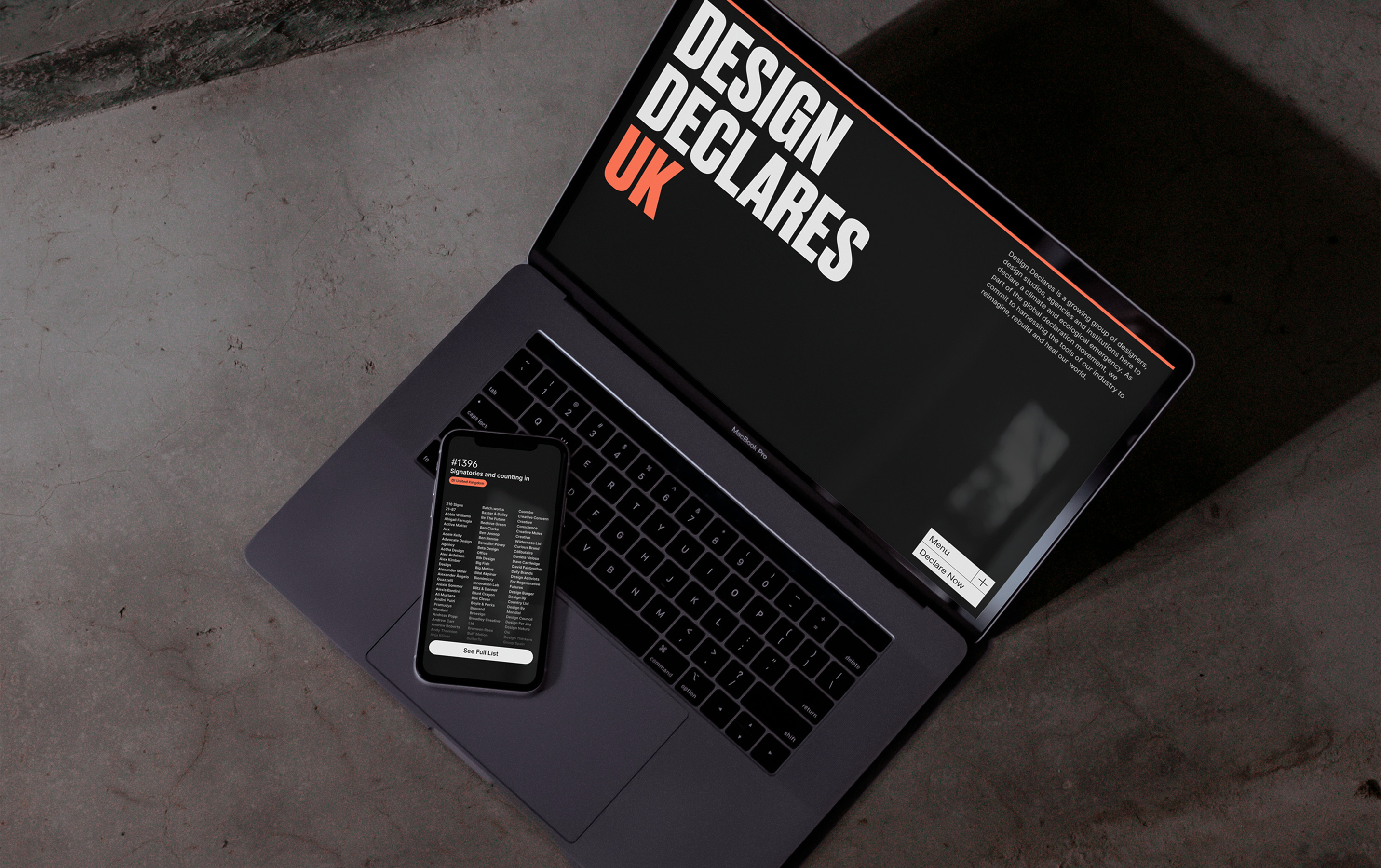 Design Declares website displayed on a Macbook and iPhone